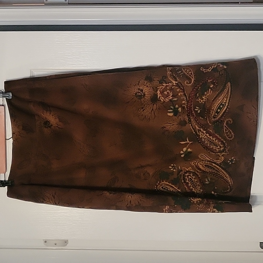 Requirements Brown Floral Midi Skirt